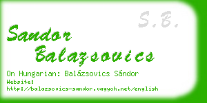 sandor balazsovics business card
